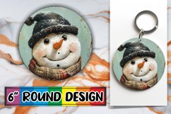 Snowman Sublimation Christmas Keychain Round Design PNG Product Image 1