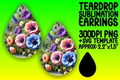 Playful Teardrop Earrings Sublimation Template , Flower Product Image 1