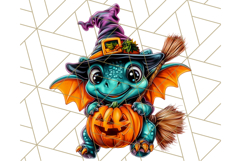 Bright Halloween Dinosaur PNG Clipart with Holiday Elements Product Image 4