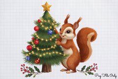 Woodland Christmas Watercolor Clipart PNG Product Image 1