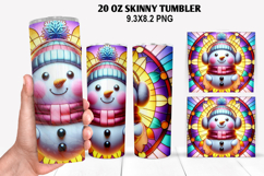 Snowman Skinny Tumbler 20oz Wrap Design, Christmas Tumbler Product Image 1