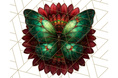 Stained Glass Butterfly and Sunflower PNG Clipart Product Image 4