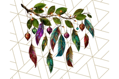 Peacock Christmas Clipart in Jewel Tones, Christmas Png Product Image 4