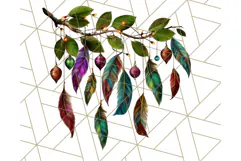 Peacock Christmas Clipart in Jewel Tones, Christmas Png Product Image 4