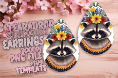 FlowerRaccoon Teardrop Earrings for Sublimation Product Image 1