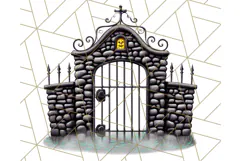 Halloween Buildings Clipart PNG, Haunted Houses Art Product Image 4