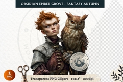 Dark Autumn Fantasy Clipart PNG for RPG Obsidian Ember Grove Product Image 1
