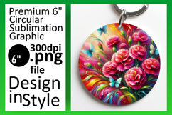 Unique Circle PNG Car Coaster Design , Flowers Product Image 1