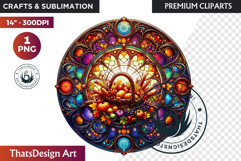 Autumn Stained Glass PNG, Fall Thanksgiving Pumpkin clipart Product Image 1