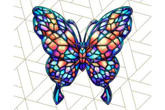 Stained Glass Hearts and Butterflies Clipart PNG Product Image 4