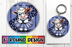 Sweet Sublimation Circle Keychain, Cute Cow Product Image 1