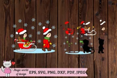 Winter sled snow kids clipart svg, kids sledding Product Image 5