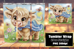 VIBRANT 20oz Tumbler Artwork for Sublimation , Cute Cow Product Image 1