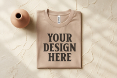 Heather Peach Folded Bella Canvas 3001 Flat Lay T-Shirt Product Image 1