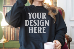 Black Gildan 18000 Crewnwck Sweatshirt Mockup, gildan 18000 Product Image 1