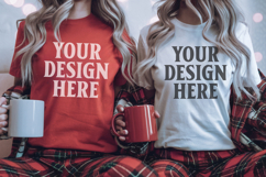 Gildan 18000 Sweatshirt Couples Sweatshirt Mockup Product Image 1