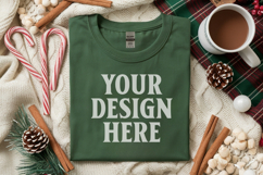 Gildan 5000 Irish Green Folded Christmas Mockup, G5000 mock Product Image 1