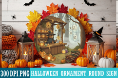 Halloween Round Sign Design PNG Perfect for Spooky Season Product Image 1