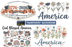 America 250 Anniversary 1776-2026 Patriotic PNG,American png Product Image 1