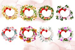 Valentines Hearts with Watercolor Flowers Product Image 4