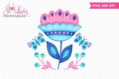 Folk Flower painted printable sublimation design Product Image 1