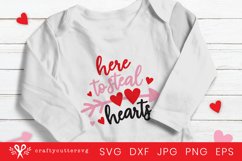 Here to Steal Heart Svg Cute Child Valentine's Day Shirt Product Image 1