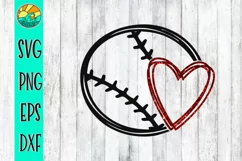 Baseball - Softball - Heart - SVG - DXF - EPS - PNG Product Image 2