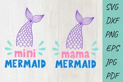 Mermaid Mama and Mini, Mermaid Tail SVG, Mermaid SVG file Product Image 1