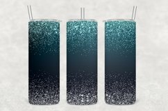 Blue Black Tones Sparkle Glitter Tumbler Wrap Sublimation Product Image 1