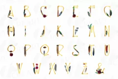 Tribal golden alphabet with feathers clip art, png files Product Image 1