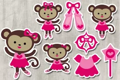 Pink ballerina cute tutu girl monkeys graphic illustrations Product Image 2