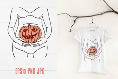 HAPPY Halloween silhouette of a pregnant woman with pumpkin Product Image 1