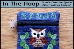Howard the Owl Zipper Bag / Fully Lined, 4X4 HOOP Product Image 1