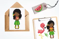 African American Hawaiian Luau Girls graphics - vectors Product Image 3