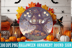 Halloween Round Sign Design PNG Perfect for Spooky Season Product Image 1