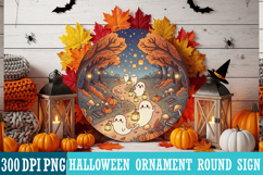 Halloween Round Sign Design PNG Perfect for Spooky Season Product Image 1