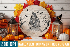 Halloween Round Sign Design PNG Perfect for Spooky Season Product Image 1