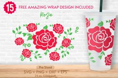 24oz Rose No Hole Starbucks Cold Cup Svg, Floral Svg, Flower Product Image 1