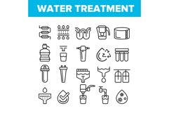 Water Treatment Vector Thin Line Icons Set Product Image 1