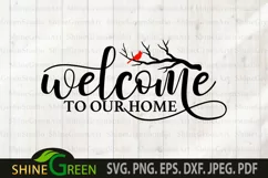 Cardinal Christmas SVG Welcome Home Sign SVG Cut File Product Image 2