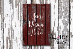 Wood Sign Mockup - Rustic Red Wood Sign on Distressed Wood Product Image 1