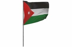 Jordan flag on pole. Waving banner isolated. National flag Product Image 1