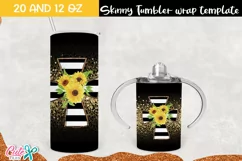 Striped cross with sunflower day 20 Oz. Skinny Tumbler Product Image 1