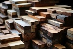 Towering Stacks of wooden industrial boards. Generate ai Product Image 1