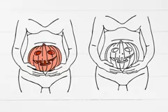 HAPPY Halloween silhouette of a pregnant woman with pumpkin Product Image 2