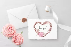 Watercolor Heart Valentine Wreath Boho Clipart Product Image 5
