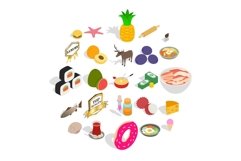 Food business icons set, cartoon style Product Image 1