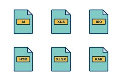 Set Of File Formats Icons Product Image 1