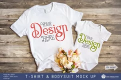 Adult T-shirt & Baby Bodysuit mockup | clothing styled photo Product Image 1