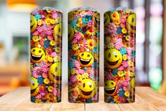 3D Retro Emoji Seamless Sublimation Skinny Tumbler | 20oz Product Image 2